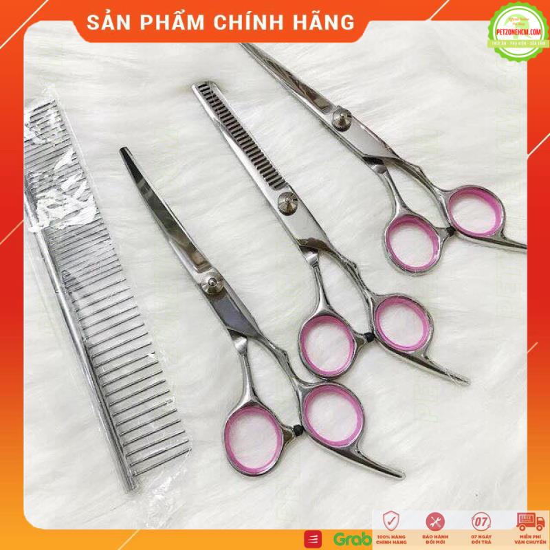 Bộ kéo cắt tỉa lông cho chó mèo 4 in 1 ️ FREESHIP️ bộ Grooming với 3 kéo và 1 lược inox - PetZoneHCM