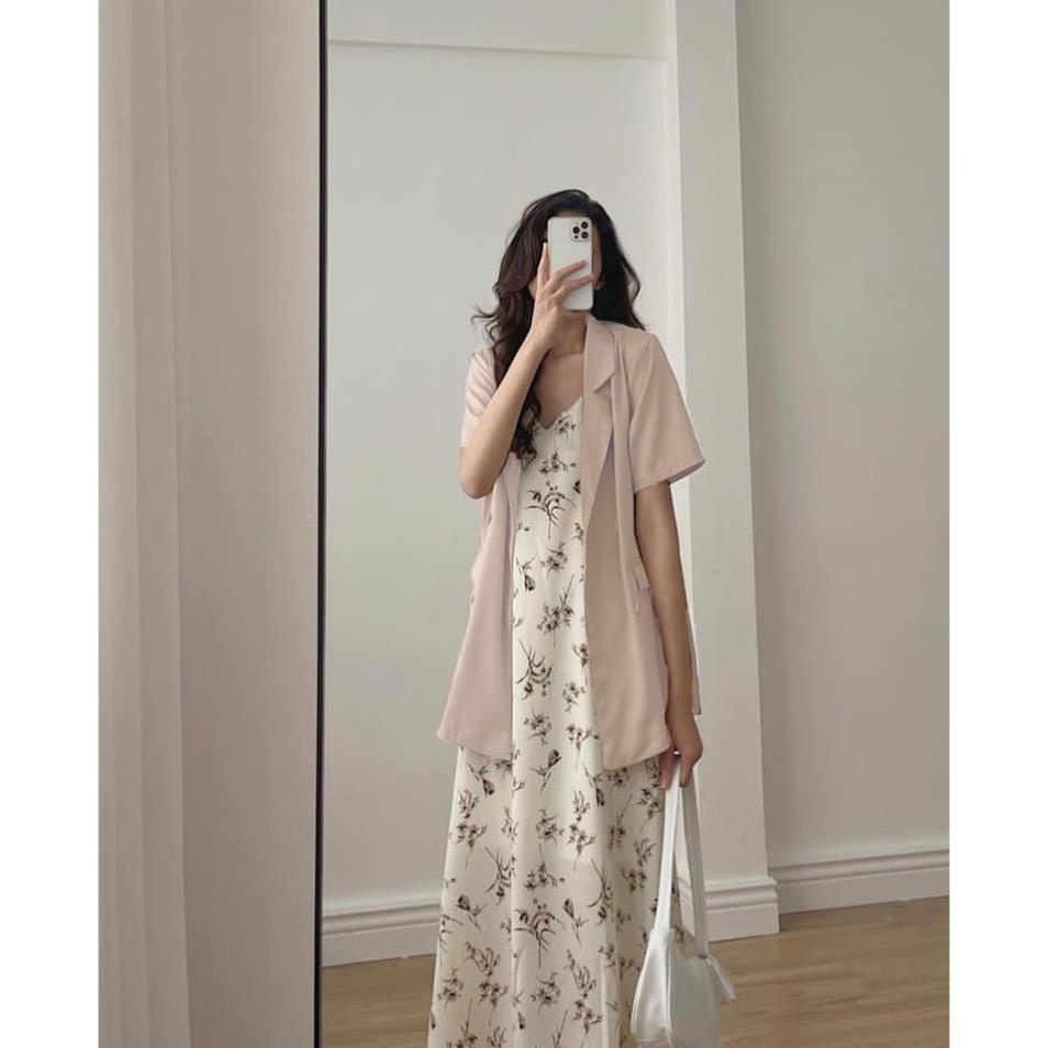 SET ÁO BLAZER MIX VÁY MAXI HOA SUÔNG SIÊU ĐẸP YAN