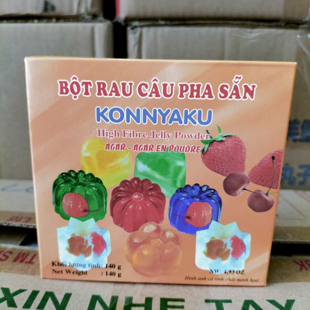[Hàng Cao Cấp Loại 1]Bột Thạch Rau Câu Pha Sẵn KONNYAKU Hộp 140g Đủ Vị Trái Cây