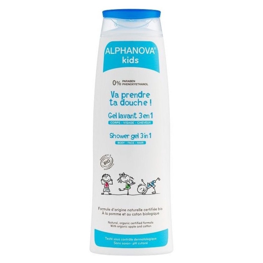 Sữa tắm gội hữu cơ cho bé dạng gel (3 trong 1) 250ml - Alphanova Kids