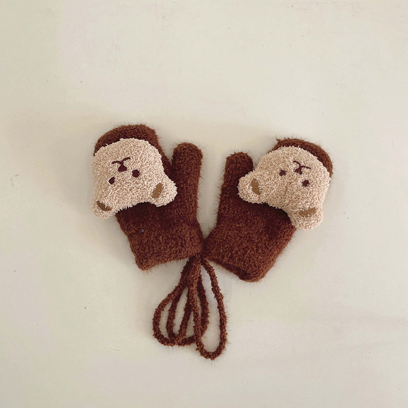 Găng Tay Len Hình Gấu Hoạt Hình Xinh Xắn Cho Bé 1-4 Tuổi