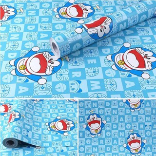 10m GIẤY DÁN TƯỜNG DO RE MON XANH (có keo sẵn)