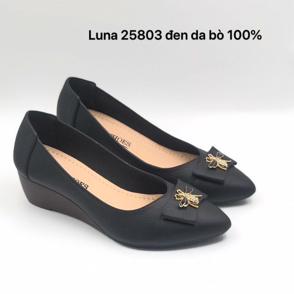 Giày đế xuồng nữ mềm 5p con ong Lunashoes (25803) giầy mũi nhọn da thật cao cấp dễ đi kiểu Hàn quốc nhiều màu