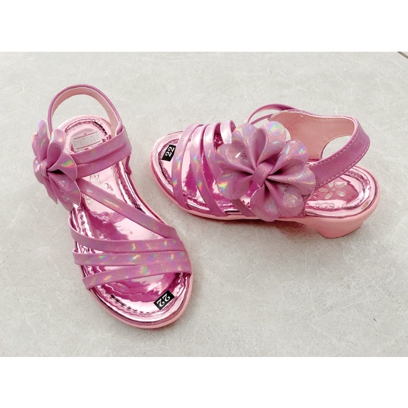 Giày Sandal/quai hậu bé gái 3 quai cao gót 3cm từ 3-5tuổi