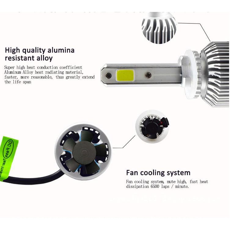 Bộ 2 đèn led headlight S2 chân H4 36W độ sáng 8000LM - nhiệt độ màu 6500K  IP65 chip COB kèm quạt tản nhiệt 1000001048