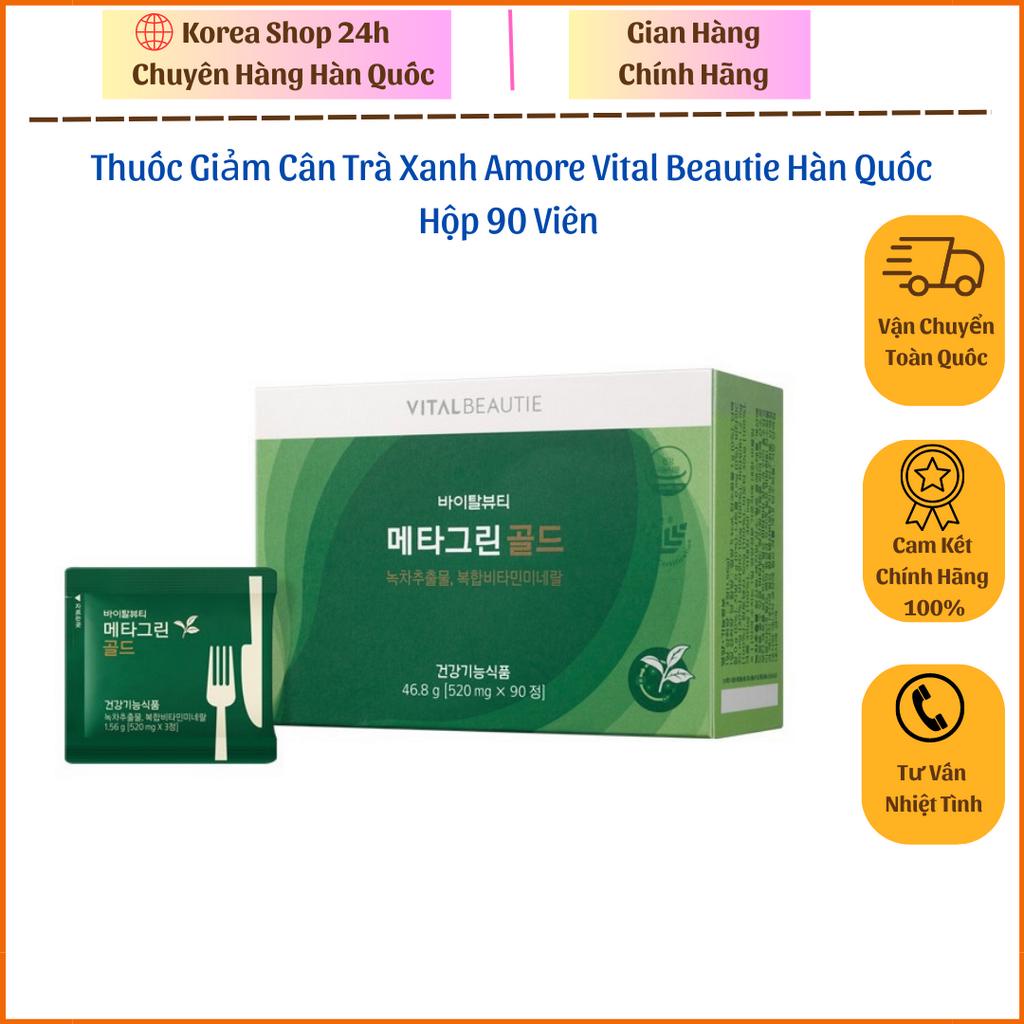 Viên uống giảm cân trà xanh Amore VITAL BEAUTIE Hàn Quốc, hộp 90 viên. An toàn, bảo vệ sức khoẻ