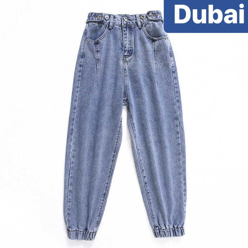 QUẦN BAGGY JEAN NỮ CHẤT BÒ LƯNG THUN XANH TÚM GẤU CO GIÃN HOT TREND 2022 DB-335 - DUBAI FASHION