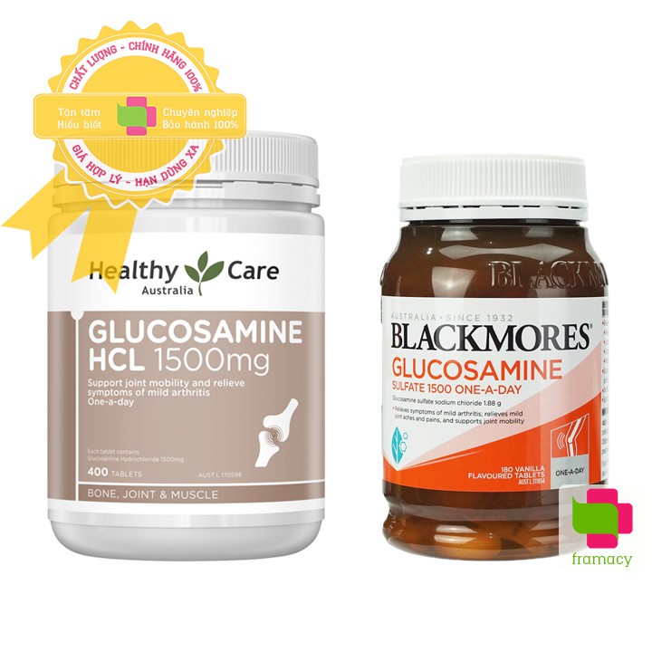 Viên uống bổ xương khớp Healthy Care/Blackmores Glucosamine, Úc (400v/180v) tái tạo sụn khớp, giảm đau cho người lớn