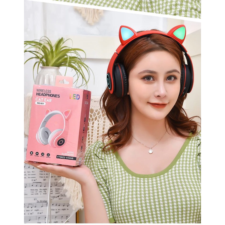 Tai Nghe Mèo Mẫu Mới Nhất Chống Ồn, Tai Nghe Bluetooth Âm Hay Tặng Kèm Dây 3.5
