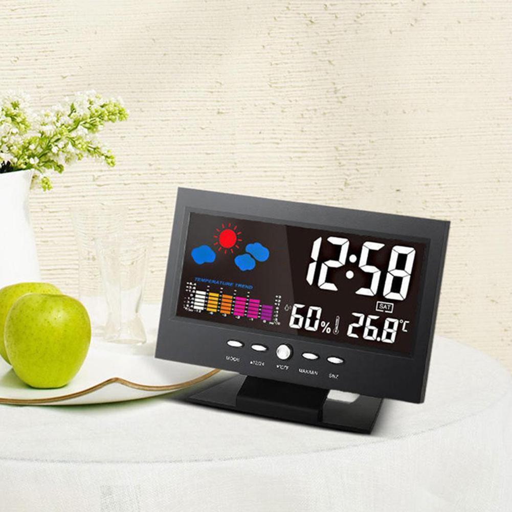 Đồng Hồ Báo Thức Có Màn Hình Lcd Hiển Thị Nhiệt Độ Và Độ Ẩm Z2j3