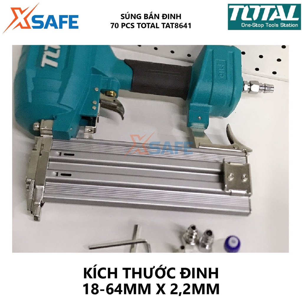 Súng bắn đinh bê tông TOTAL TAT8641 Máy bắn đinh dùng hơi 70pcs Mô tơ mạnh mẽ, tay cầm độ nhám cao chống trơn trượt