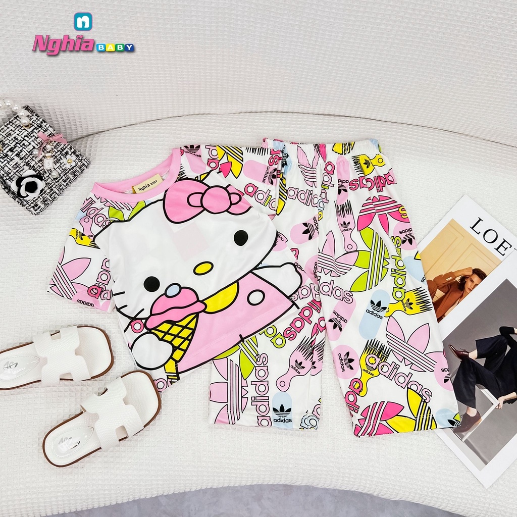 SET BỘ HOT HIT QUẦN SUÔNG DÀI THUN LẠNH IN 3D NGHĨA BABY DÀNH CHO BÉ GÁI