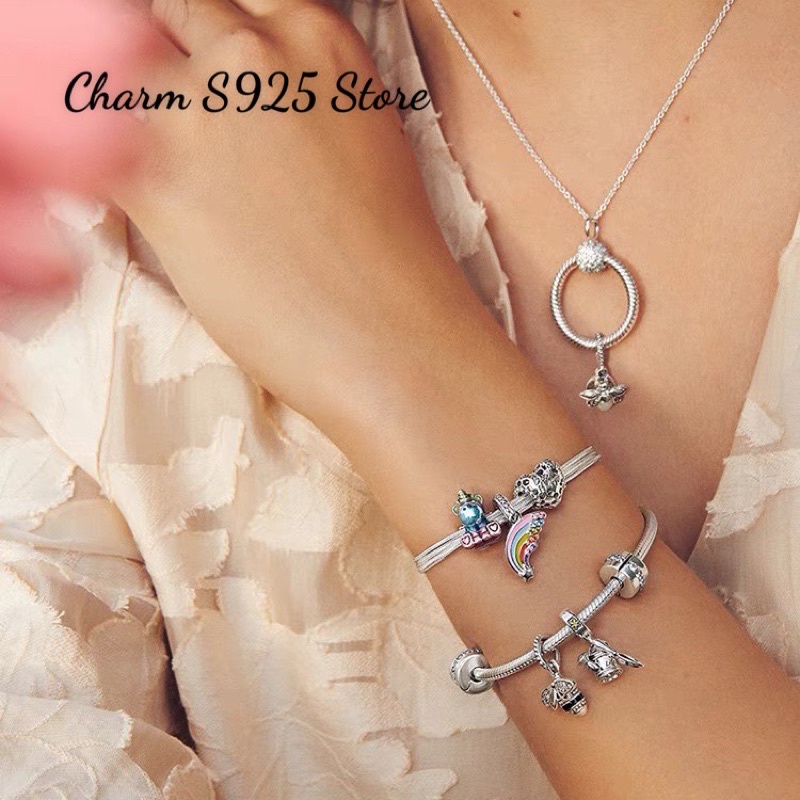 combo dây chuyền + 1 mặt charm pan đom đóm bạc s925 cao cấp