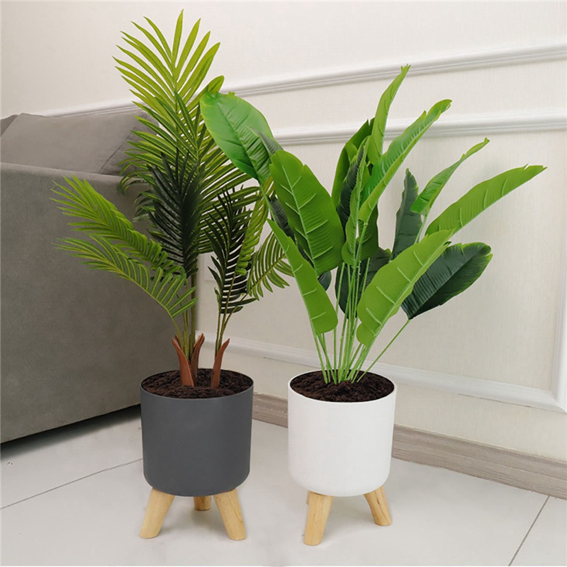 Chậu Trồng Cây Kèm Giá Đỡ Chân Gỗ Dùng Trang Trí Phòng Khách / Phòng Ngủ / Sân Vườn