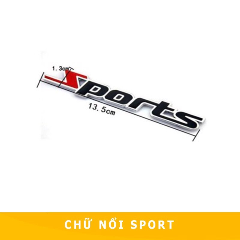 Decal Chữ SPORT Kim Loại Trang Trí Ô Tô Xe Máy Phong Cách