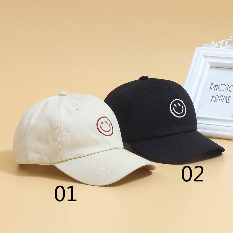 Mũ Lưỡi Trai LINJW In Hình Mặt Cười Kiểu Hàn Quốc Cho Nam &amp; Nữ
