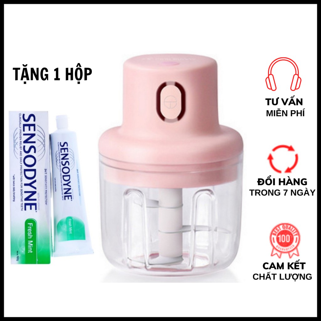 [MUA 1 TẶNG 1] Máy Xay Mini Sạc Điện, Có Cổng Sạc Usb, Xay Hành, Tỏi, Rau Củ Quả (Tặng 1 tuýp kem đánh răng))