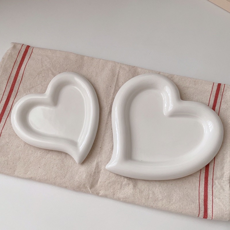 Đĩa sứ Trái tim, Hoa, Tròn phong cách Hàn Quốc