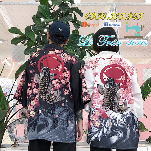 CÓ SIZE - ÁO KHOÁC KIMONO Haori Happi phong cách Harajuku Nhật Bản HỌA TIẾT RỒNG CÁ CHÉP SẾU HỒNG HẠC | BigBuy360 - bigbuy360.vn