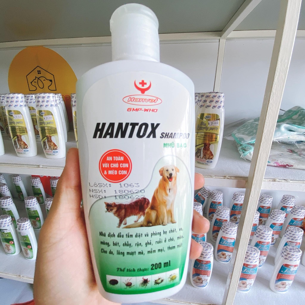 [ Hàng Chính Hãng] Sữa tắm  ve rận bọ chét Hantox xanh An toàn với chó con và mèo con