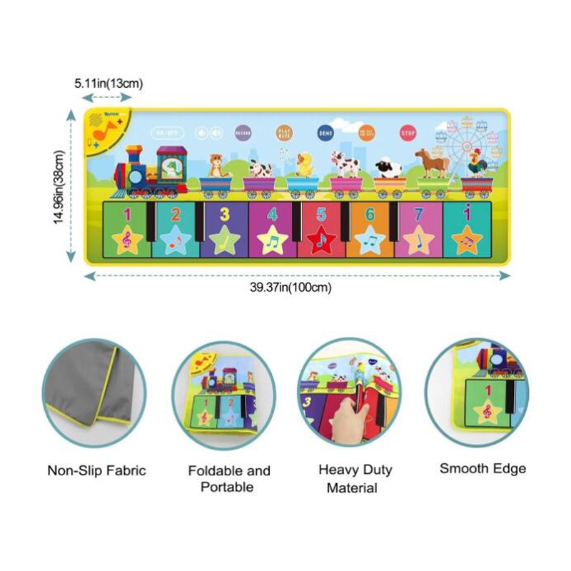 Coolplay Thảm Nhạc Kiểu Đàn Piano Chống Trượt Hình Động Vật Cho Bé