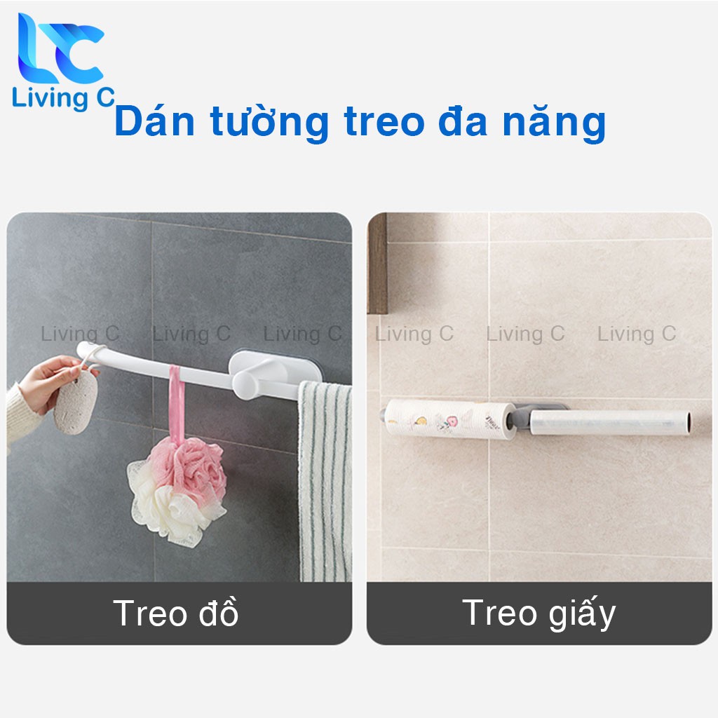 Kệ treo khăn dán tường hình cánh cung Living C , giá kệ nhà tắm cao cấp đa năng dán tường chịu lực _TCC