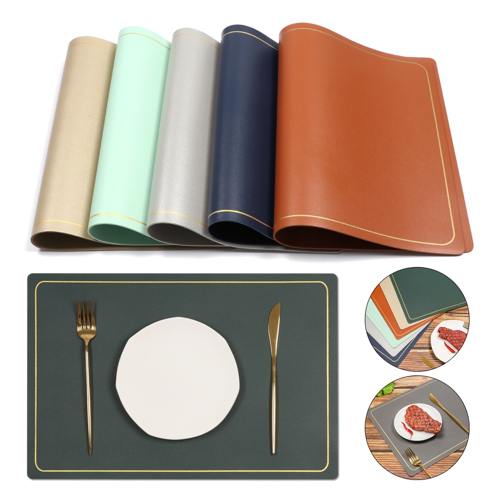Tấm Lót Bàn Ăn Hình Tròn Bằng Da PU Mềm Cách Nhiệt Chống Thấm Nước/Dầu/Trượt