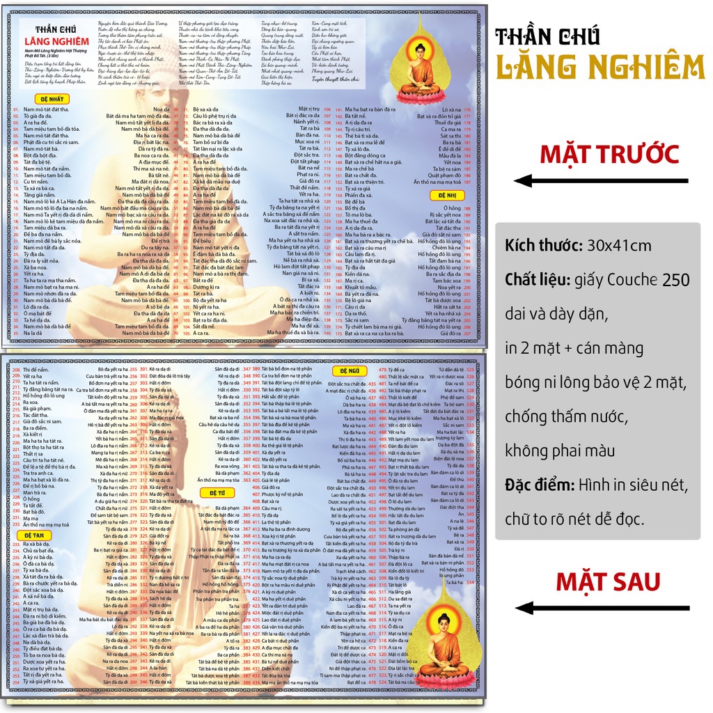 Giấy in chú lăng nghiêm khổ A3 in bóng cán 2 mặt