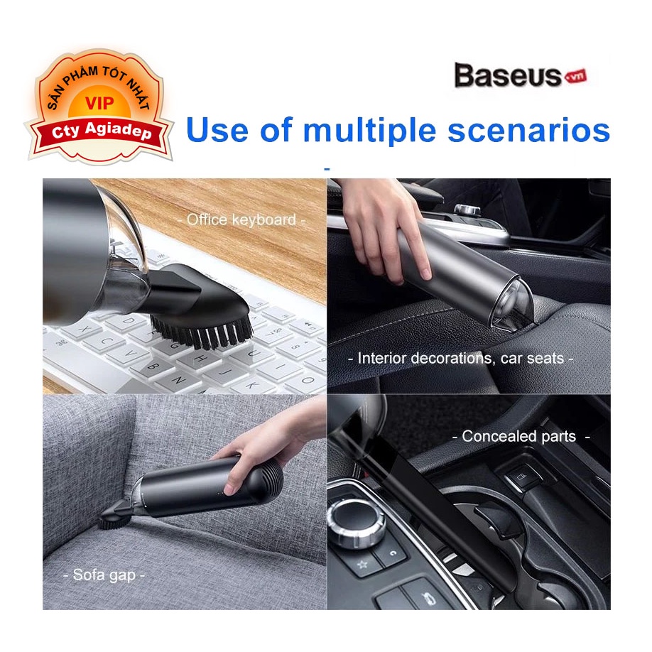 Máy hút bụi mini cầm tay, bỏ túi Baseus pin sạc siêu mạnh, siêu xịn 4000Pa đạt chuẩn chất lượng châu âu chính hãng