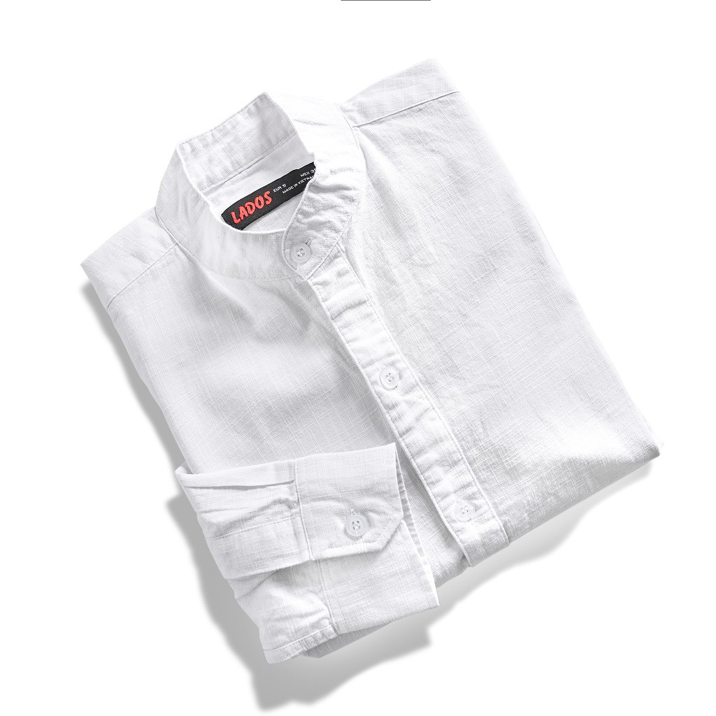 Áo sơ mi dài tay cổ trụ dành cho nam LADOS - 8057 chất vải Linen thô - Áo sơ mi nam thời trang | BigBuy360 - bigbuy360.vn