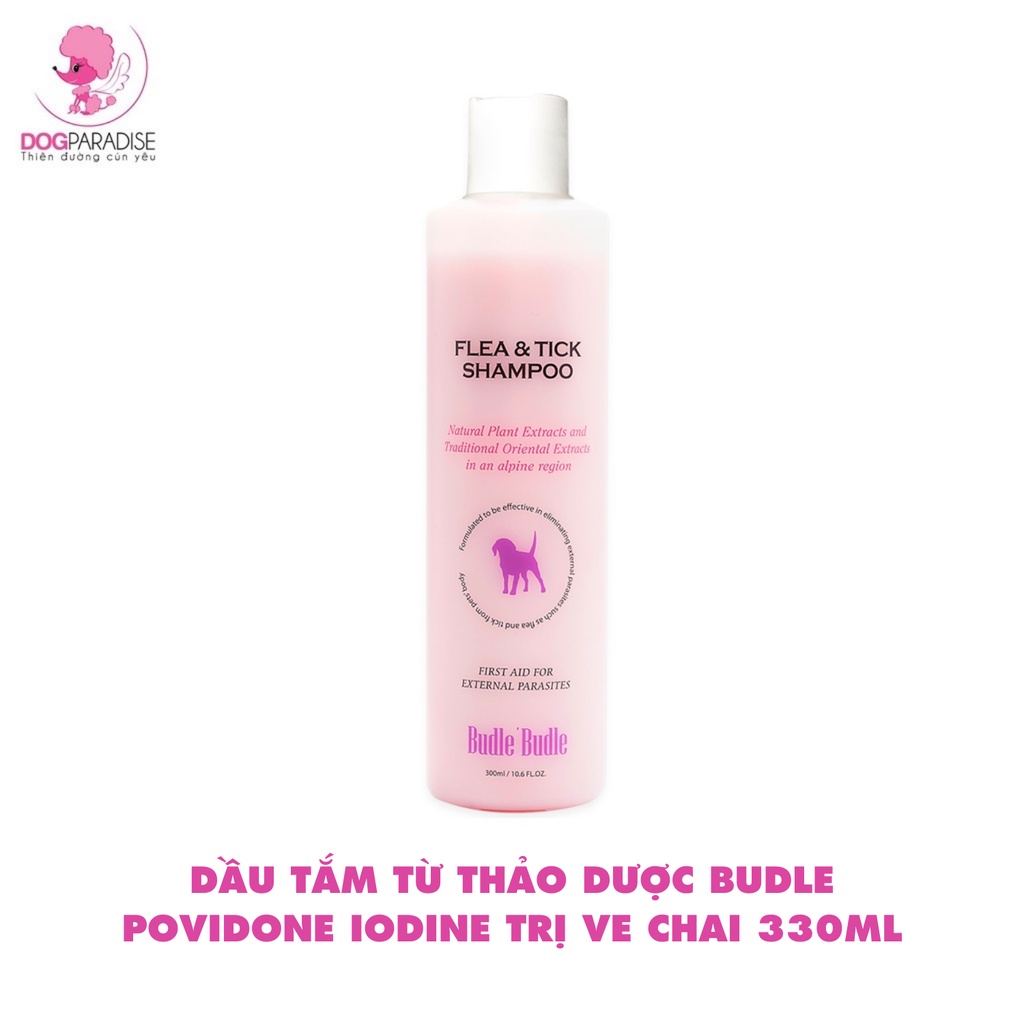 Dầu tắm từ thảo dược Budle Povidone Iodine đặc tr.ị các b.ệnh về da cho thú cưng chai 330ml - Dog Paradise