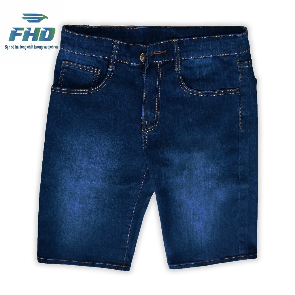 Quần short jean lửng nam trơn ống rộng chất vải trơn dày dặn FHDQ008_1