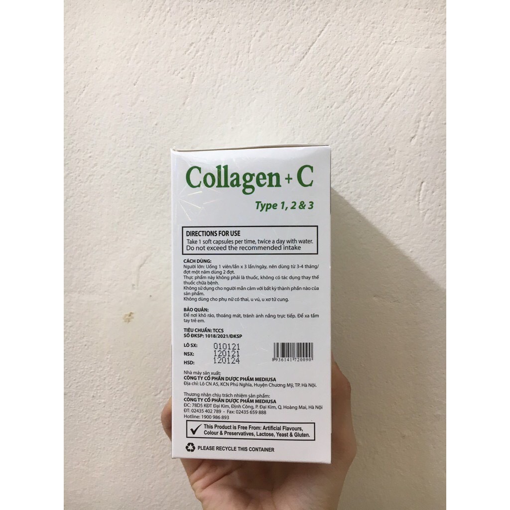 Collagen C 16000mg đẹp da, chống lão hóa, mờ thâm, trắng da Hộp 60 viên | BigBuy360 - bigbuy360.vn