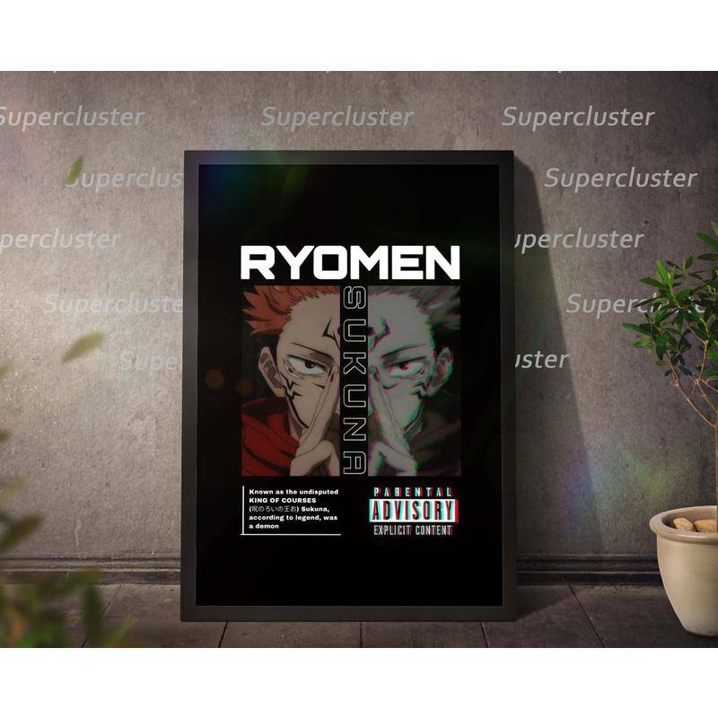 Tranh CuộN Treo TườNg In HìNh Nhân VậT Anime Gojo yuta Ryomen Sukuna