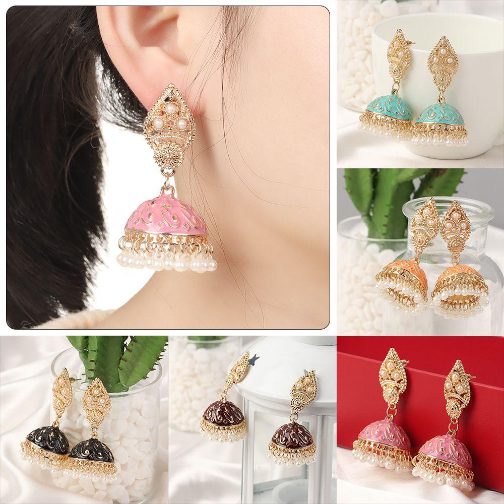 NIUYOU Khuyên Tai Oorbellen Hình Chuông Phong Cách Ấn Độ Jhumka Cổ Điển