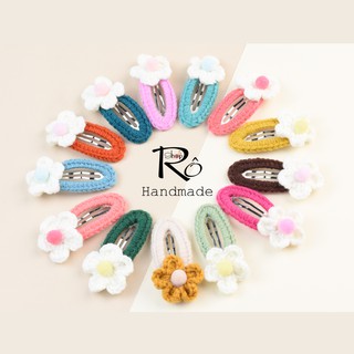  Kẹp tóc bông hoa pom nhỏ xinh cho nữ và bé gái 5.5cm |Cặp tóc mái đáng yêu |Shop Rô Handmade 