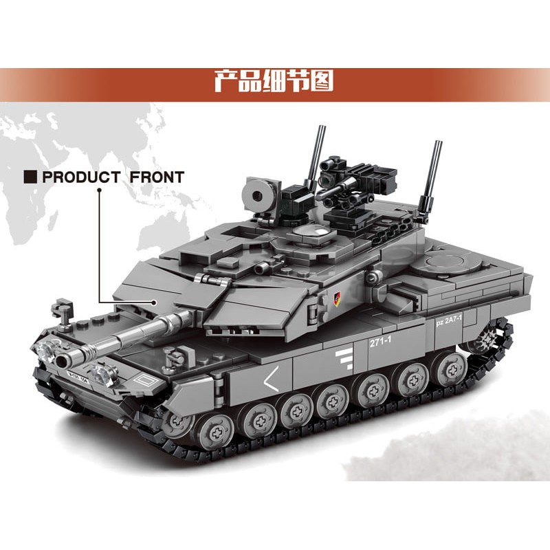 SY 0104 Army Modern War Bộ đồ chơi lắp ráp Xe Tank Leopart 2a7 của Đức 898 chi tiết