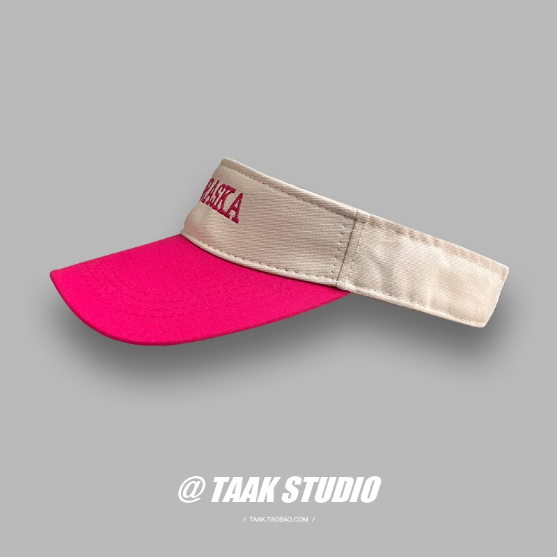 Mũ lưỡi trai hở chóp chống nắng thêu chữ màu đỏ hồng phong cách thể thao mùa hè dành cho nữ