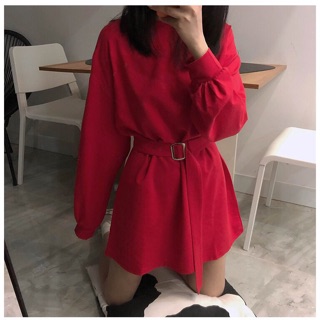 Đầm thun dáng suông kèm đai
