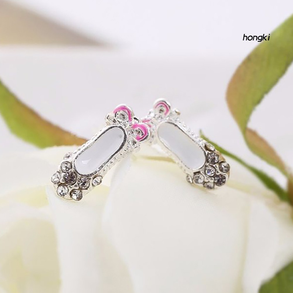 Đôi Bông Tai Dáng Dài Hình Đôi Giày Ba Lê Đính Đá Thời Trang Cho Nữ