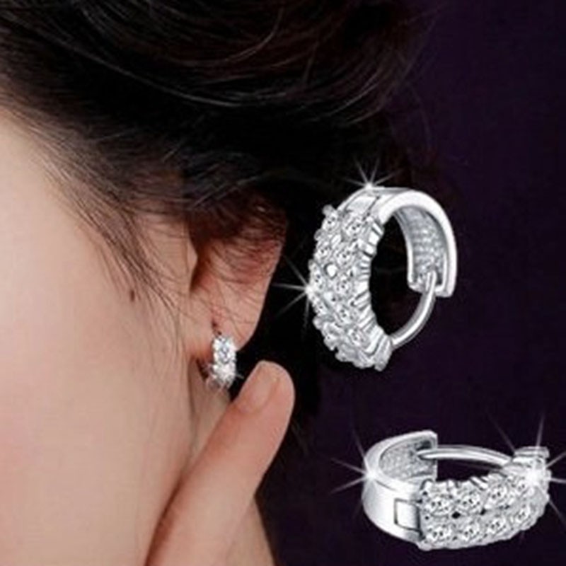 Bông tai hình bông tuyết đính đá Zircon phong cách Hàn Quốc
