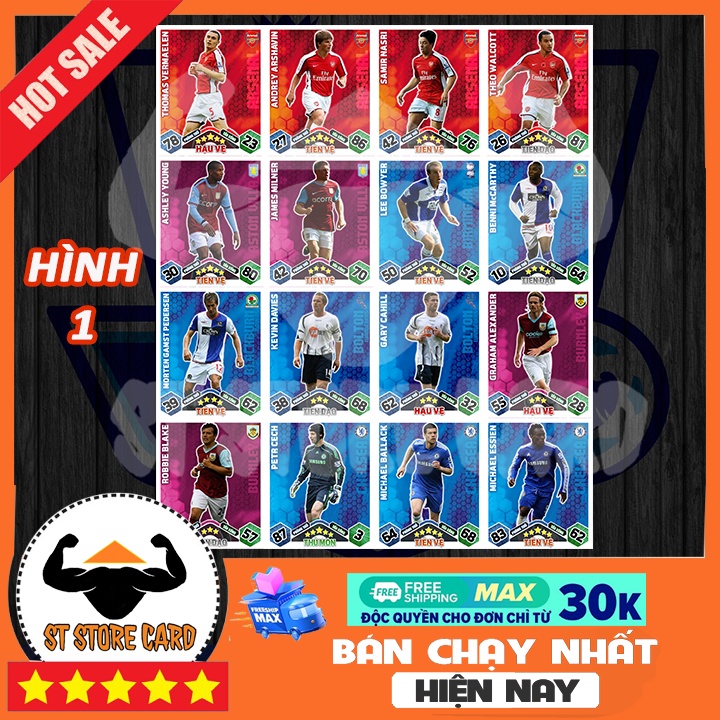Thẻ cầu thủ Ngoại hạng Anh 2009/10 size Poca Match Attax thẻ in custom ST STORE CARD
