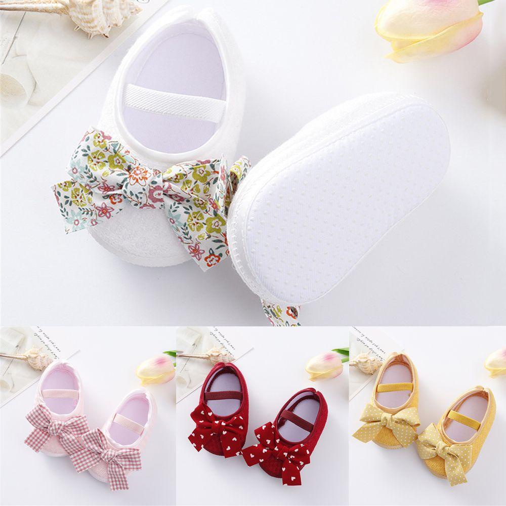 Giày Vải Mềm Đính Nơ In Họa Tiết Xinh Xắn Cho Bé Gái