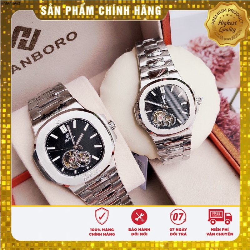 Đồng hồ đôi Hanboro by Huboler dây thép black dial (Có bán rời)