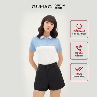 Áo thun polo nữ phối cổ sọc thiết kế basic, năng động trẻ trung GUMAC AMB352