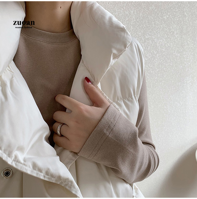 SUXI Áo Thun Tay Dài Cổ Tròn Màu Trơn Thiết Kế Đơn Giản Thời Trang Thu Đông