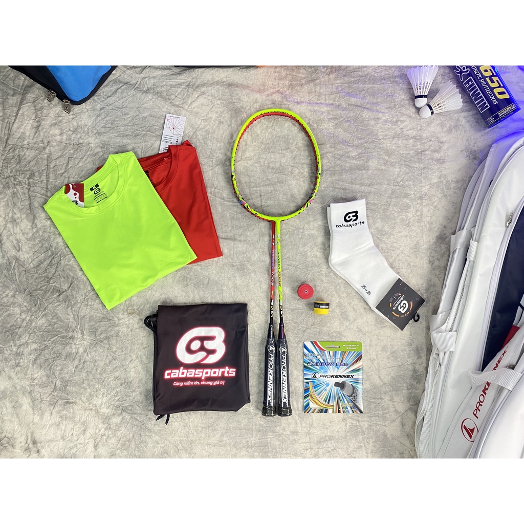 Set Vợt cầu lông kèm bao đựng vợt cầu lông và áo thun trơn cùng vớ thể thao ProKennex Thunder 7002