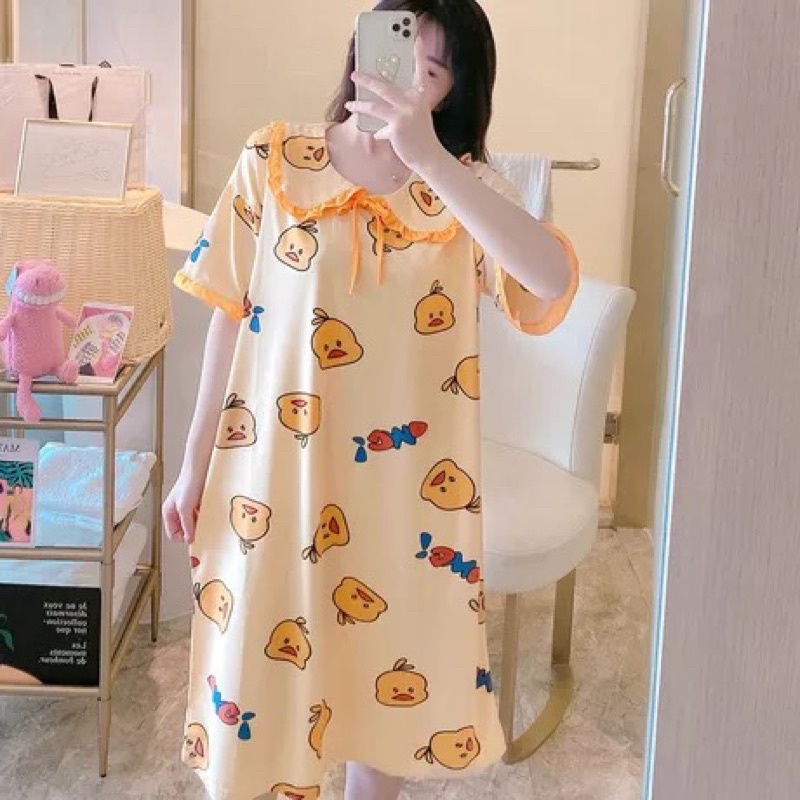 Váy ngủ đầm ngủ nữ chất thun mát co giãn tốt mặc nhà thoải mái nhiều hình ngộ nghĩnh | BigBuy360 - bigbuy360.vn