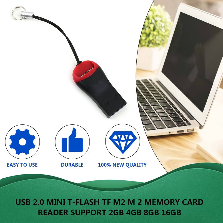 PK USB 2.0 Mini T-Flash TF M2 M 2 Memory Card Reader Support 2GB 4GB 8GB 16GB