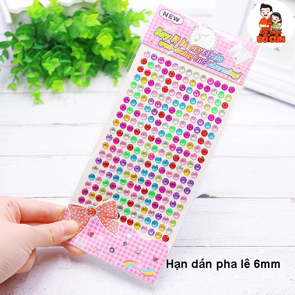 Hạt dán pha lê 6mm sét 260 hạt nhiều màu